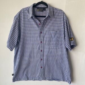 Wu•Wear Casual Blue Check Short-Sleeve Button-Up Shirt size L